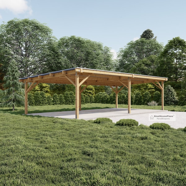 4 Carport-Pläne, 18' x 36' Lean to Pavilion Blueprints