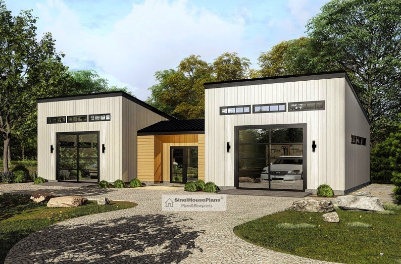 Modern Garage Plan with Workshop Area, 25 'x 56' 2-Car Garage Blueprints image 5