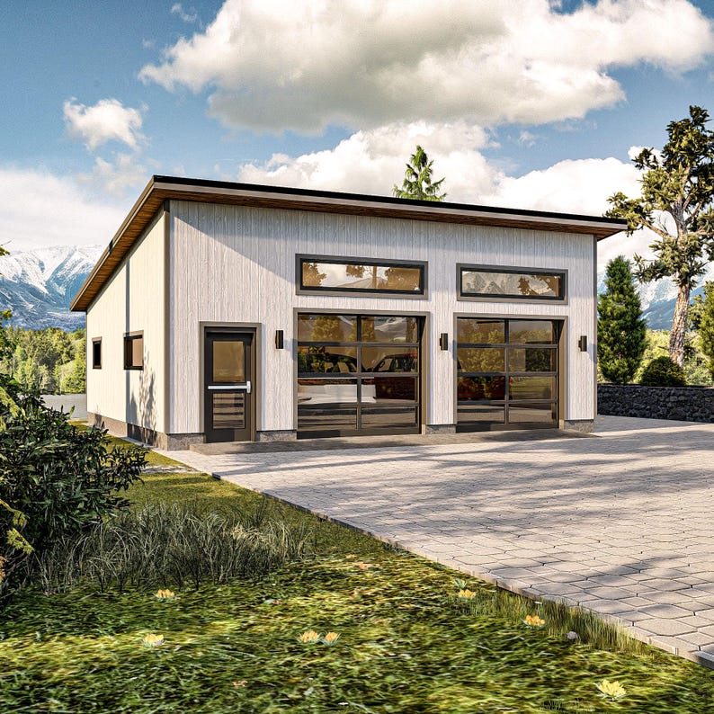 Modern Two-car Garage Plan With Storage | Detached Garage Blueprint ...