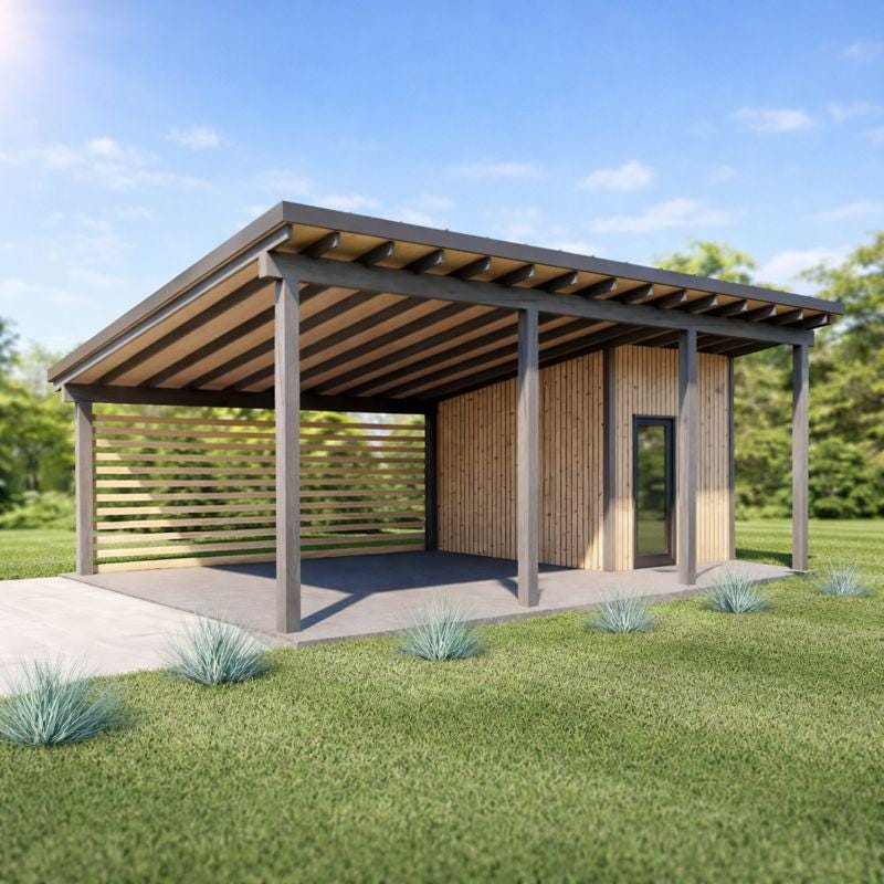 Abri de voiture moderne avec abri de rangement, 19 x 28 x 6 po.