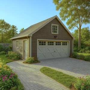 2-Car 2 Story Garage Building Plans Package ,24x24 Blueprints+Material List