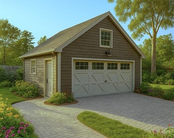 2-Car 2 Story Garage Building Plans Package ,24x24 Blueprints+Material List