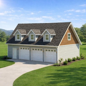 3-Car Garage Plan with Attic Apartment: 28'x48' Detached Building Plans (Digital Download)