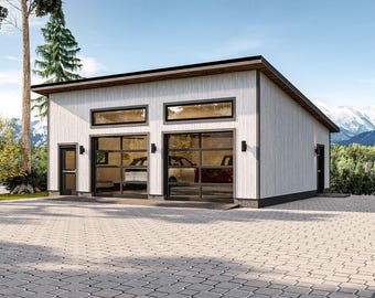 Modern Two-Car Garage plan with Storage | Detached Garage Blueprint | PDF Download
