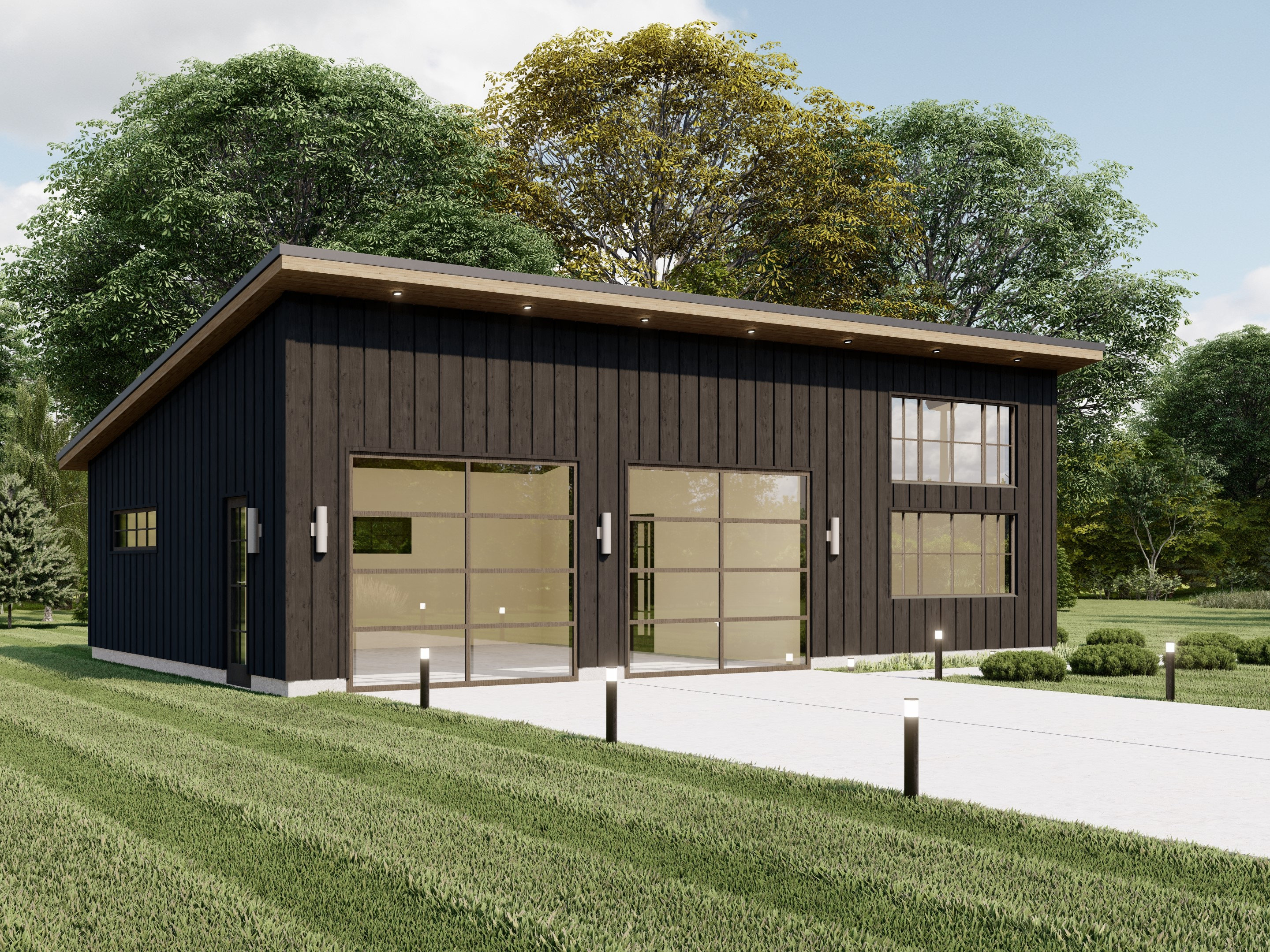 24'x36' Modern Garage Plans With Studio Apartments, 2 Car Architectural ...