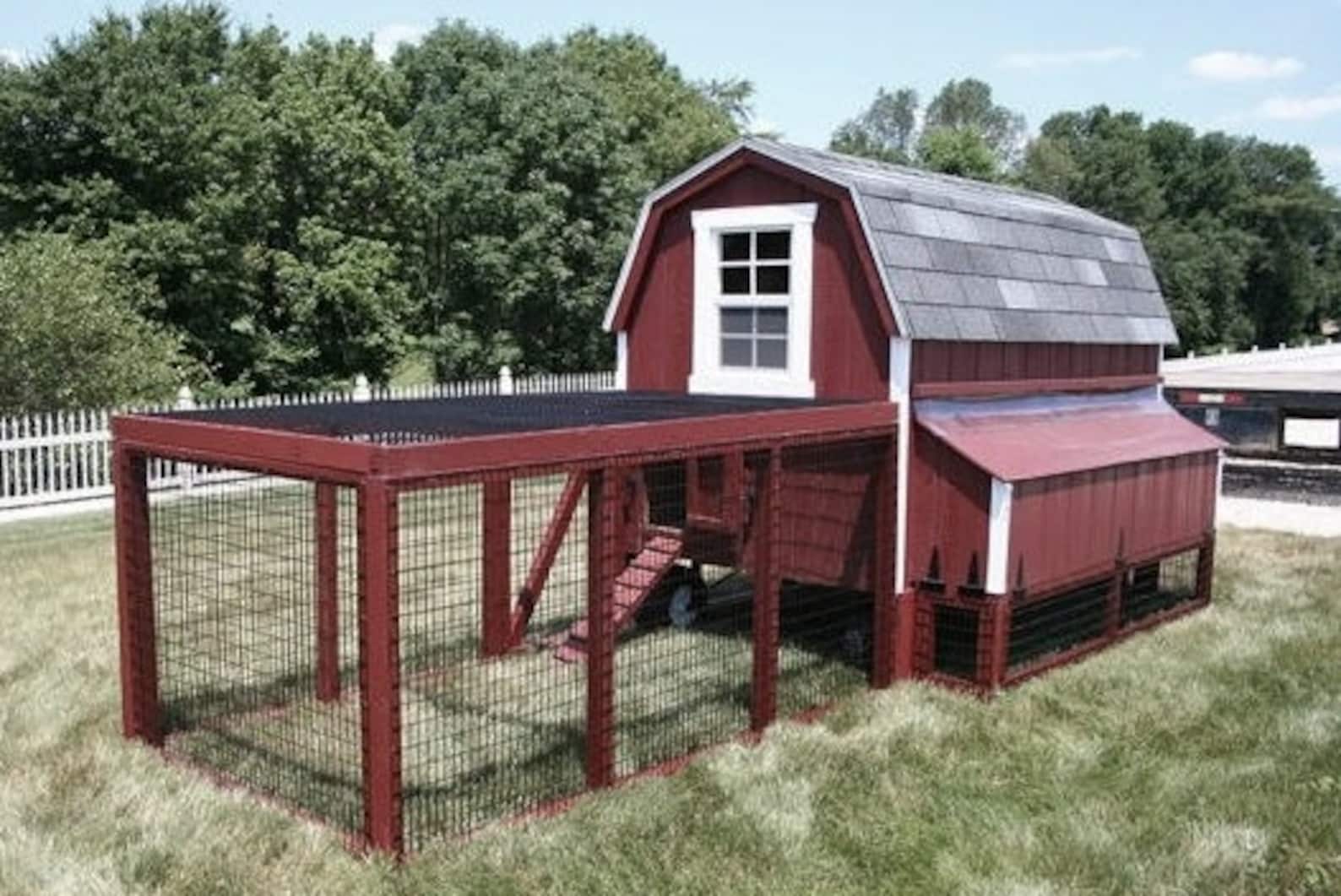 Barn style 4x8 Chicken Coop Plans with Run Step by Step Etsy