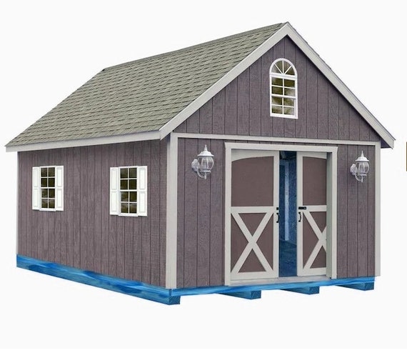 Storage Shed Plans 12x24 Two Floors Barns Cabin Building Blueprints With Material List Outdoor Shed Step By Step Construction