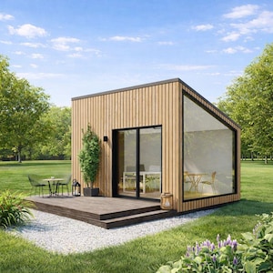 Backyard Office Studio Shed Plans, 10'x16' Modern Garden Room ,Modular Small House Workspace Blueprints