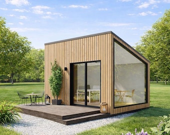 Backyard Office Studio Shed Plans, 10'x16' Modern Garden Room ,Modular Small House Workspace Blueprints