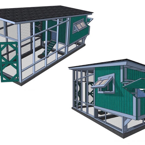 Chicken Coop / Hen House Plans With Kennel / Run 2 in 1 Combo Etsy