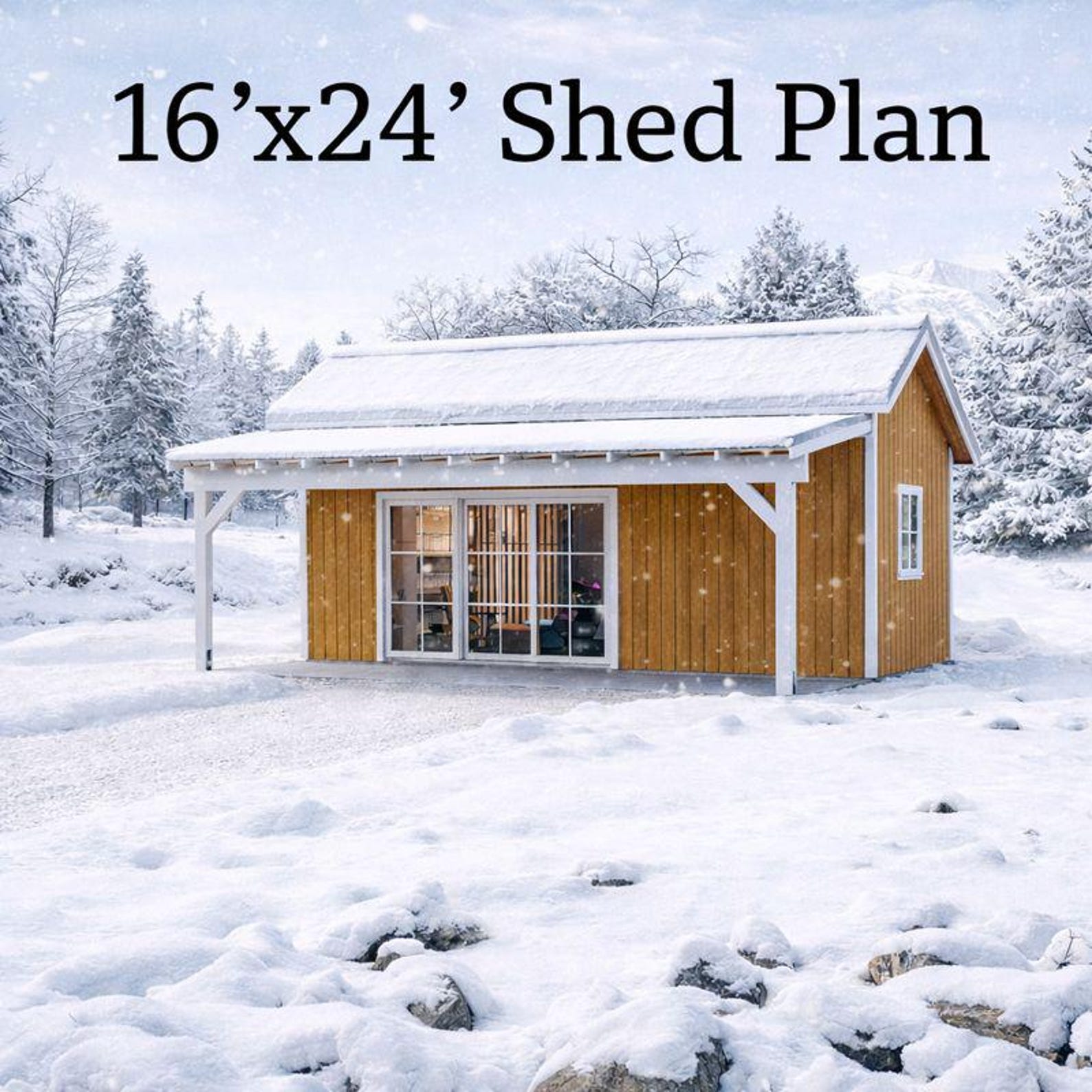 16’x24’ Shed Plan With a Covered Patio-backyard Guest House Designs - Etsy