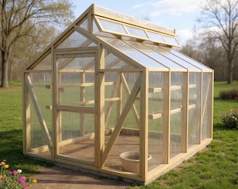 8' x 10' Framed Greenhouse Plans: Building Construction Blueprints (PDF Downloadable)