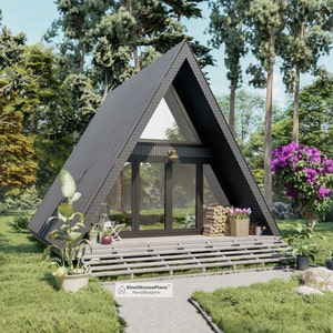 A-Frame Tiny House Plans: 20&#39;x26&#39; Cabin Building Construction (PDF)