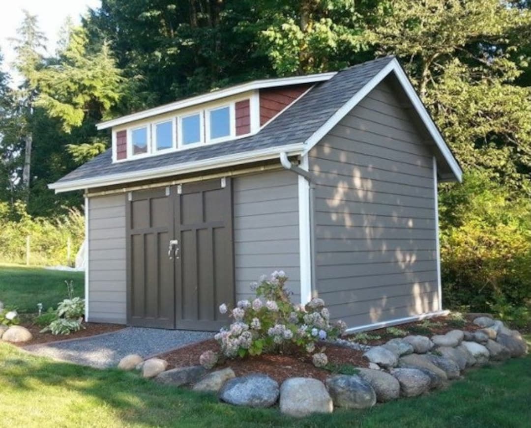 12x16 Garden Shed Plans Storage, House Blueprints With Material List Etsy