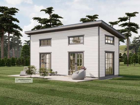 12'X28' Tiny House Plan Two Story Modern Cottage - Etsy Australia