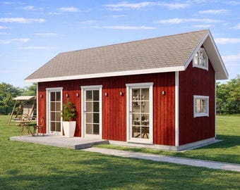 Two-Bedroom Tiny House Plan with Loft-12'x28' Cabin Blueprint