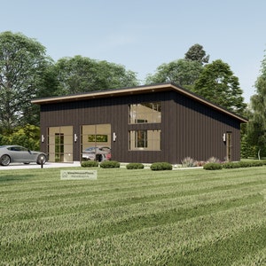 24&#39;x36&#39; Modern Garage plans with Studio Apartments, 2 Car Architectural Building Blueprints.