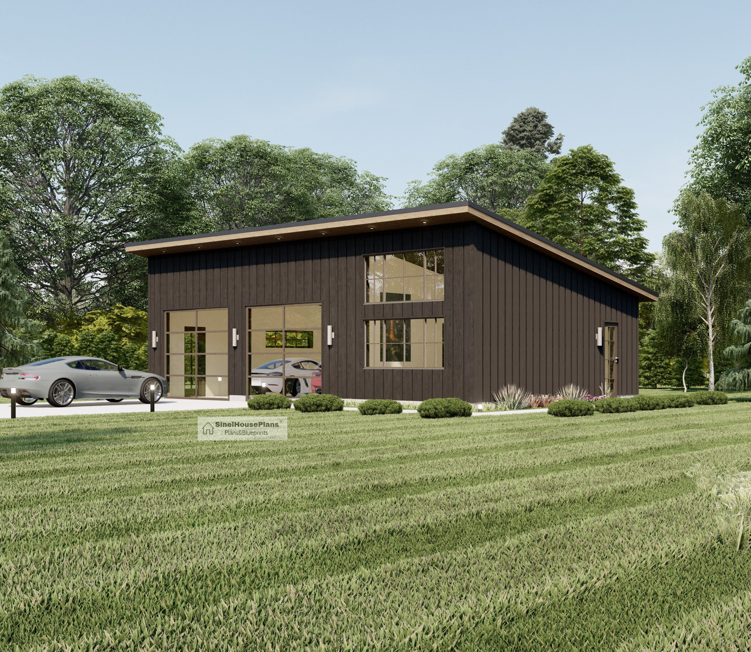24'x36' Modern Garage Plans With Studio Apartments, 2 Car