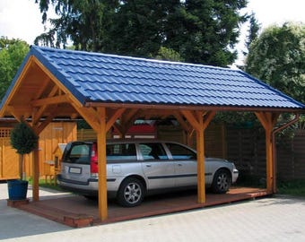14x22 Outdoor Car Canopy Plans / Garden Gazebo Shelter DIY Blueprints with Material list