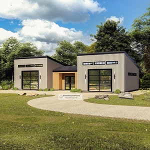 Modern Garage Plan with Workshop Area, 25 &#39;x 56&#39; 2-Car Garage Blueprints