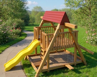 Playhouse Slide Plans DIY Children Outdoor Kids Swing/ Sandbox