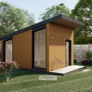 12'x16' Modern Garden Shed Plans, Studio Backyard Office Blueprints ...