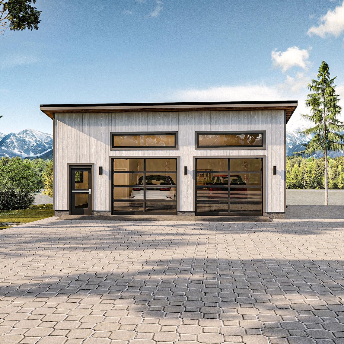 Modern Two-car Garage Plan With Storage | Detached Garage Blueprint ...