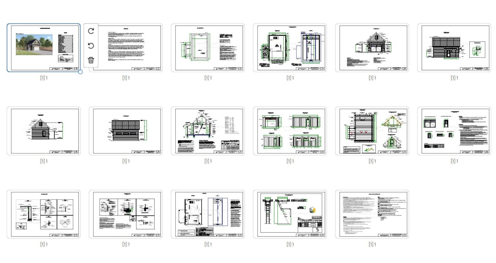 Single Garage Architectural Plan With Loft, 16'x24' Traditional One Car ...