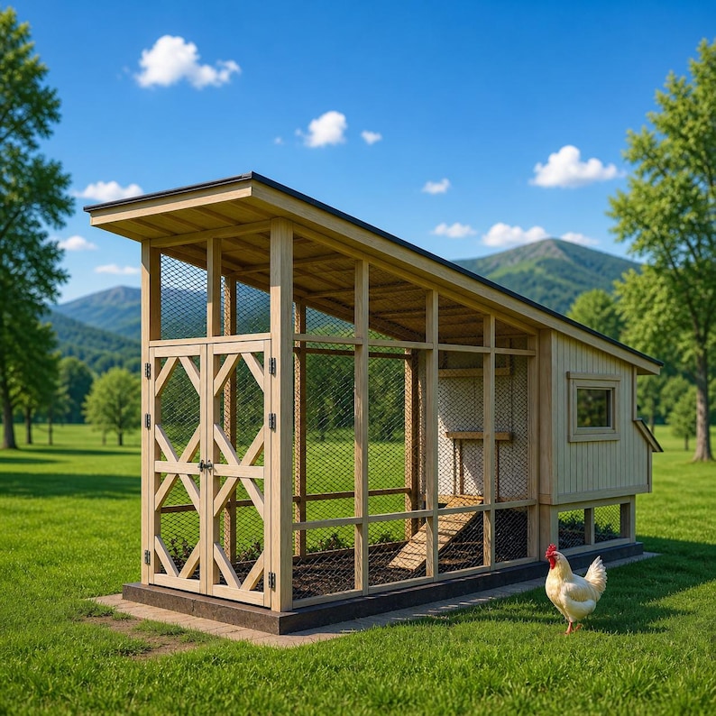 Chicken Coop With Run Plans Pdf-hen House With Run Detailed Blueprints ...