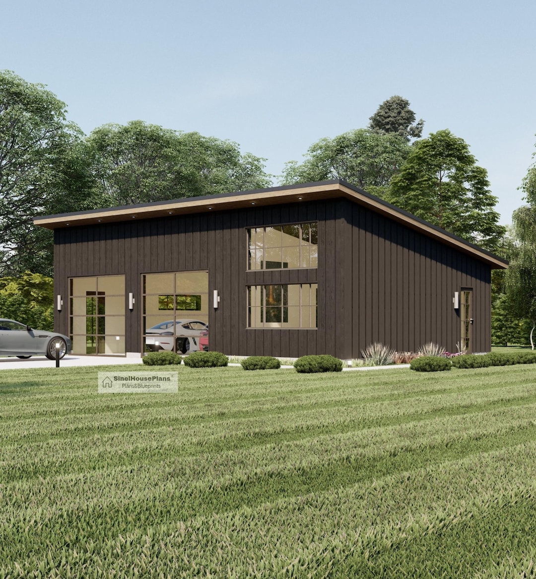 24'x36' Modern Garage Plans With Studio Apartments, 2 Car Architectural ...