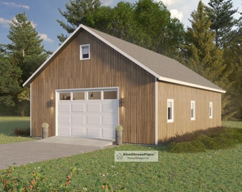 32' x 48' Post Framed Garage plans, Pole Barn Construction Architectural Blueprints