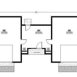 Modern Garage Plan with Workshop Area, 25 'x 56' 2-Car Garage Blueprints image 3