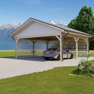 24'x24' Carport plans/ Wood Pavilion Construction Drawing PDF