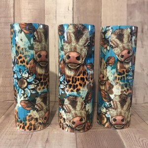 Cow Sunflower leopard print 20 oz Sublimation Tumbler