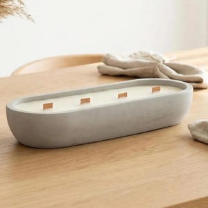 Concrete Dough Bowl Candle | 4 Wooden Wicks, Coco-Soy Blend