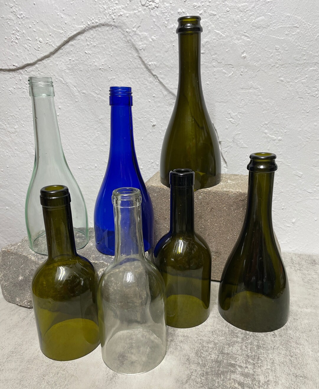 Cut Wine Bottle 8 Inches Tall, Bottomless Wine Bottle, Wine Bottle