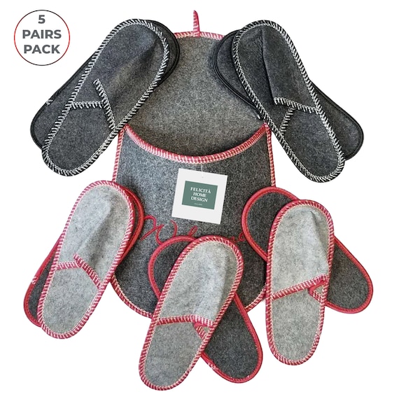 Guest Slippers Washable Set of 5 Pairs for Shoeless Home, Guest