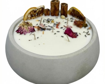Large Concrete Bowl Candle | 5-Wick Coconut Soy Wax Centerpiece