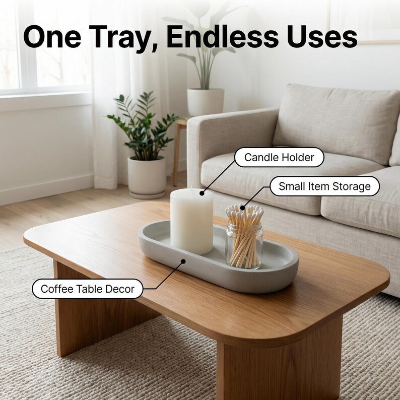 Handmade Stone Tray Concrete Bowl - Versatile Cement Tray for Coffee Table Decor and More imagem 3