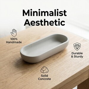 Handmade Stone Tray Concrete Bowl - Versatile Cement Tray for Coffee Table Decor and More imagem 4