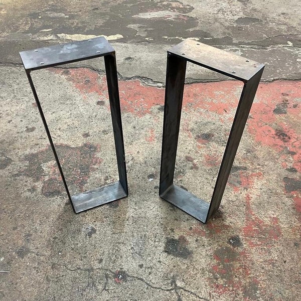 Metal Table Legs. Solid Flat Steel Industrial Style. Perfect for Dining Table or Desk. Custom Sizes and Finishes Available.