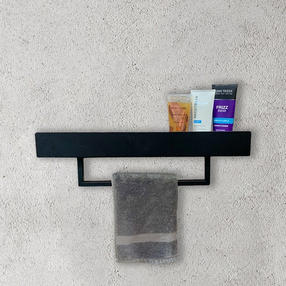 Metal Bathroom Shelves - Black or White Metal Finish