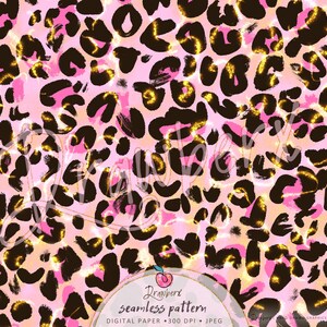 Pink Cheetah Seamless Pattern, gold pink glitter, cheetah print, Leopard /Seamless File /digital paper /repeat surface pattern fabric design