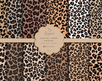 Leopard Print Digital Paper, Leopard Seamless Pattern, cheetah seamless file, Brown Fashion Surface Patterns, Fabric Designer Paper