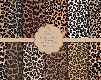 Leopard Print Digital Paper, Leopard Seamless Pattern, cheetah seamless file, Brown Fashion Surface Patterns, Fabric Designer Paper
