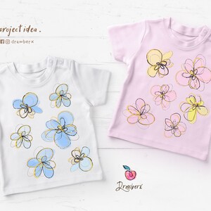 Doodle Flowers Clipart / Cute, hand-drawn Abstract Flowers, png files, whimsical bild 5
