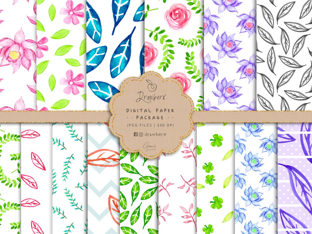 Watercolor Floral Digital Papers, 24 Seamless Pattern Files / Floral ...
