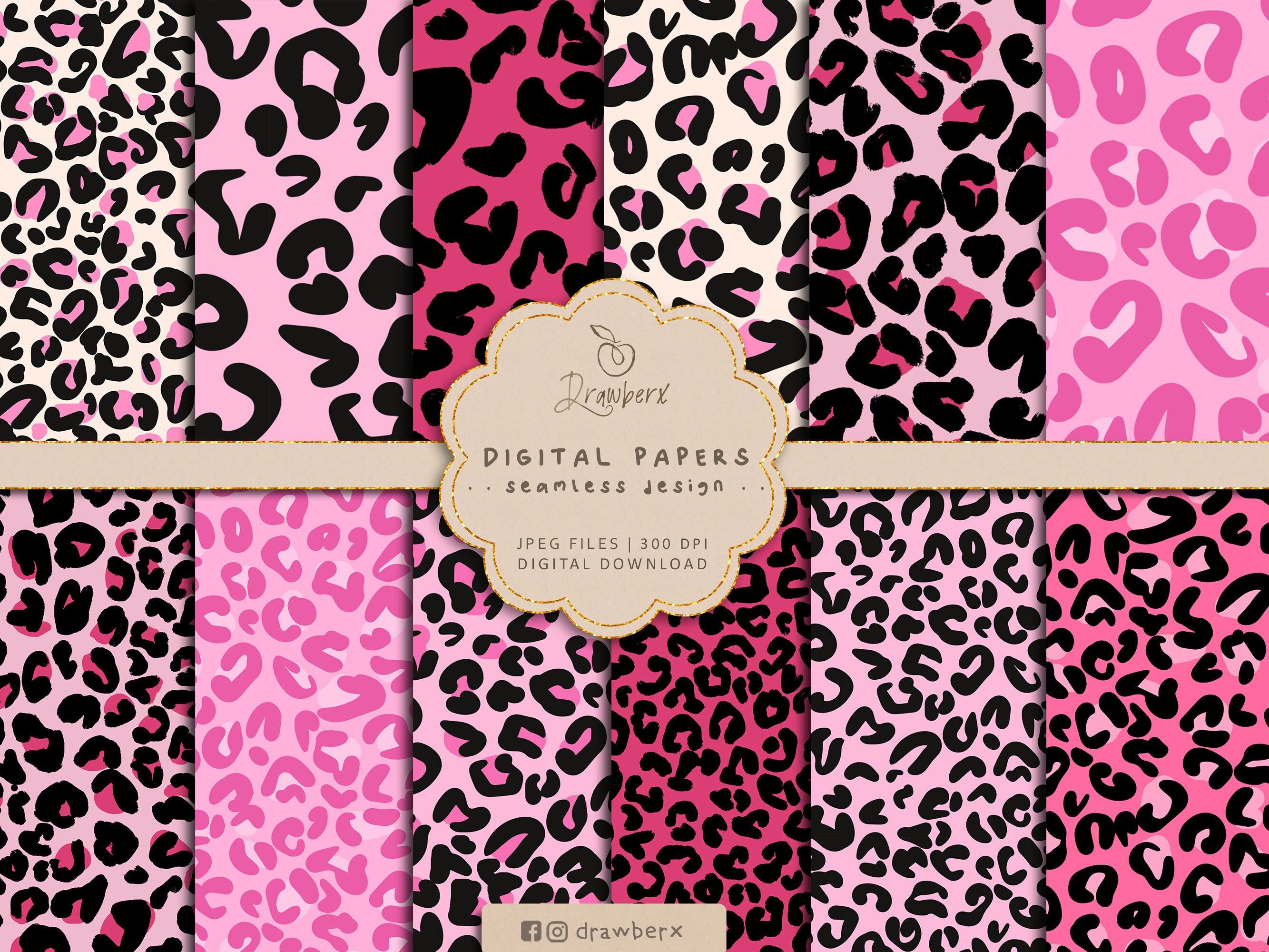Pink Leopard Digital Paper, 7 Seamless Pattern | Hot Pink, Cheetah ...