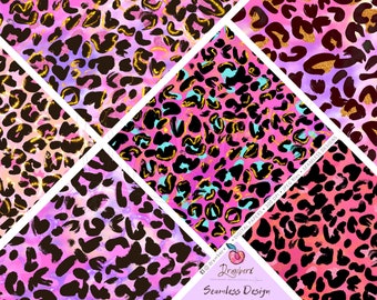 Leopard Seamless pattern, hot pink cheetah print, Digital Papers, Seamless File, Neon Glitter Pink Purple Glam Fashion Surface Fabric Design
