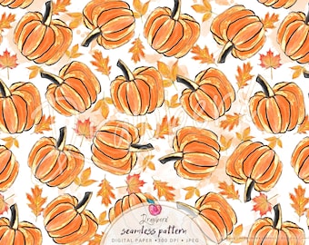 Fall Seamless Pattern /Pumpkin / Seamless File / thanksgiving, autumn, boho /digital paper / Repeat Pattern /Cute Kids Fashion Fabric Design